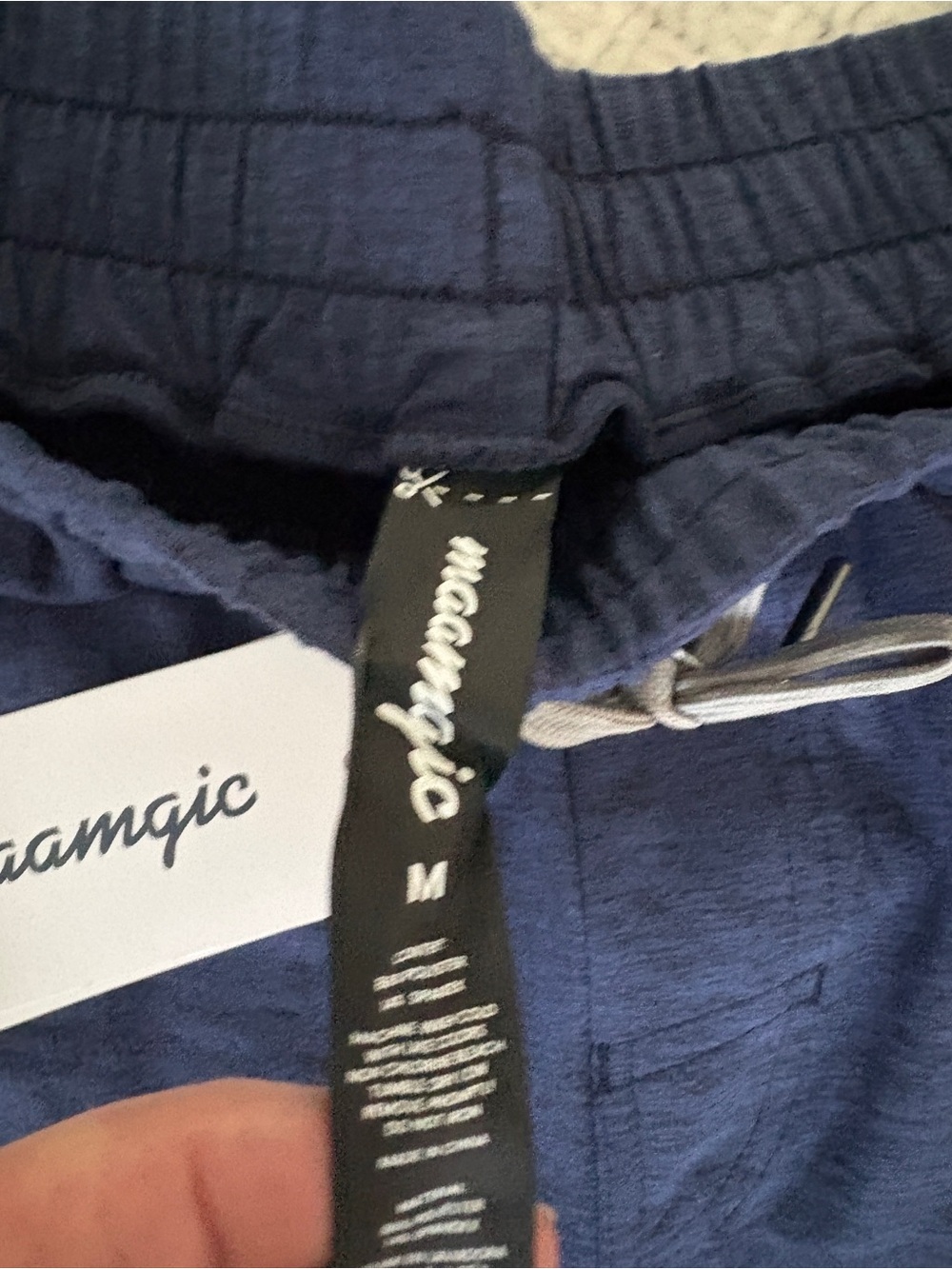 Men's Shorts Navy Heathered MicroKnit Drawstring Athletic Active SZ: M 5” Inseam - Picture 5 of 9